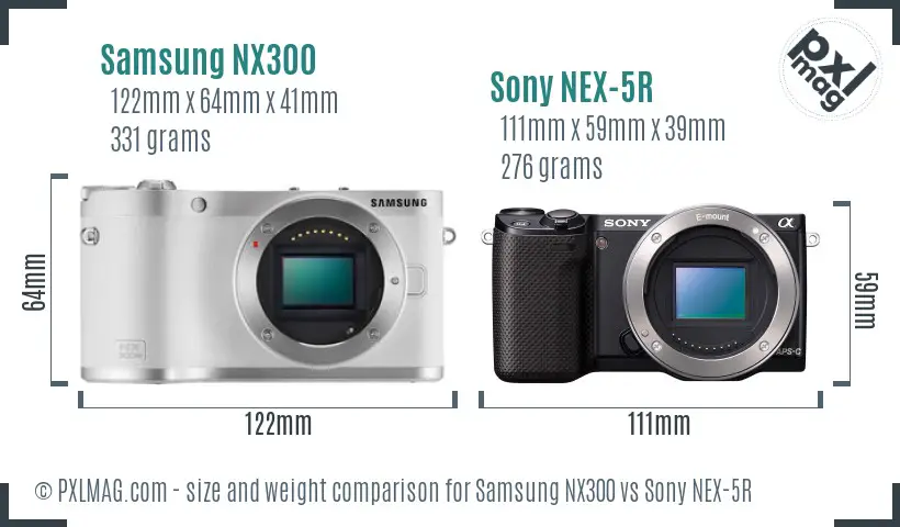 Samsung NX300 vs Sony NEX-5R size comparison