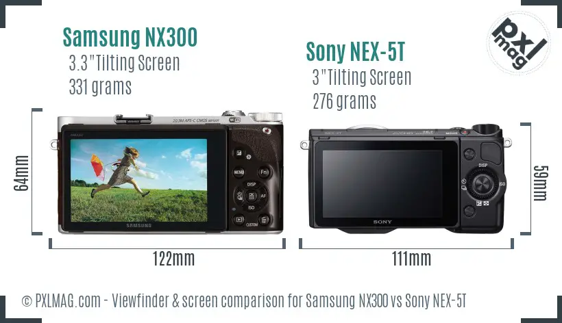 Samsung NX300 vs Sony NEX-5T Screen and Viewfinder comparison