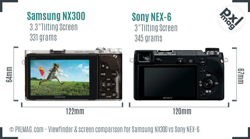 Samsung NX300 vs Sony NEX-6 Screen and Viewfinder comparison