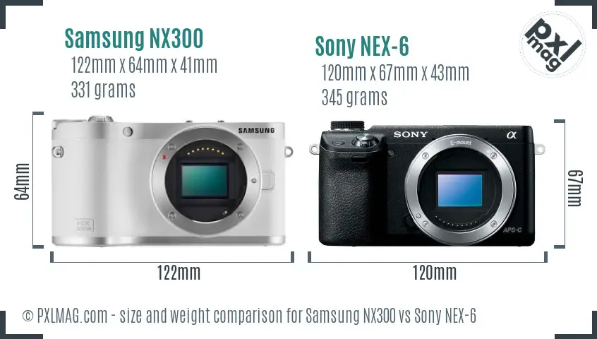 Samsung NX300 vs Sony NEX-6 size comparison