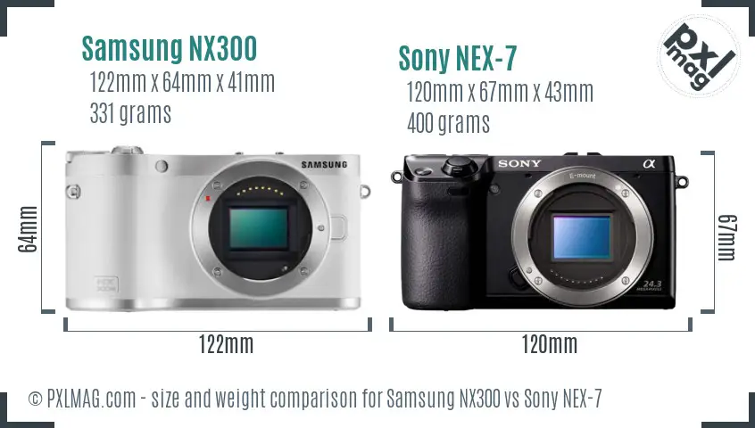 Samsung NX300 vs Sony NEX-7 size comparison