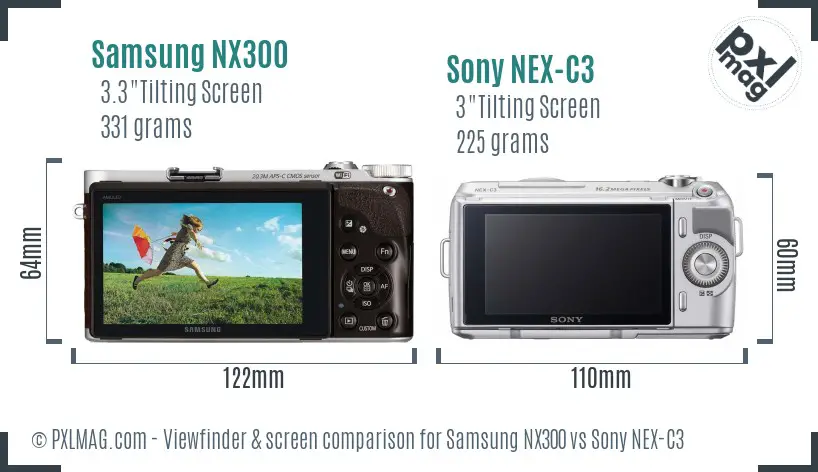 Samsung NX300 vs Sony NEX-C3 Screen and Viewfinder comparison