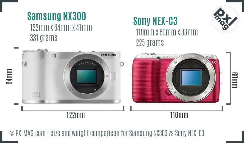 Samsung NX300 vs Sony NEX-C3 size comparison