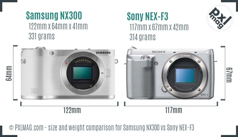Samsung NX300 vs Sony NEX-F3 size comparison