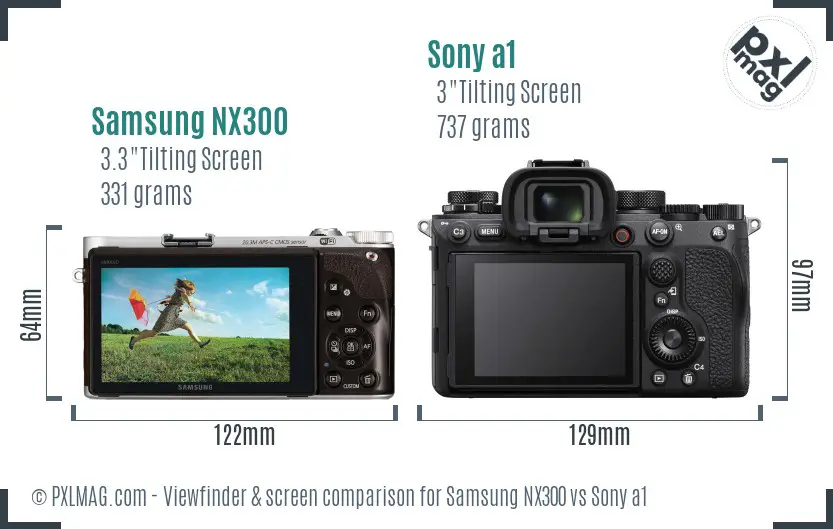 Samsung NX300 vs Sony a1 Screen and Viewfinder comparison
