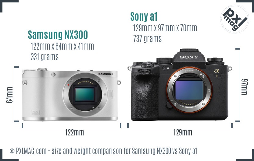 Samsung NX300 vs Sony a1 size comparison