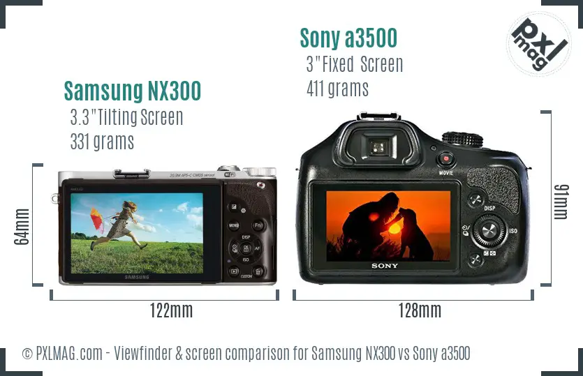 Samsung NX300 vs Sony a3500 Screen and Viewfinder comparison