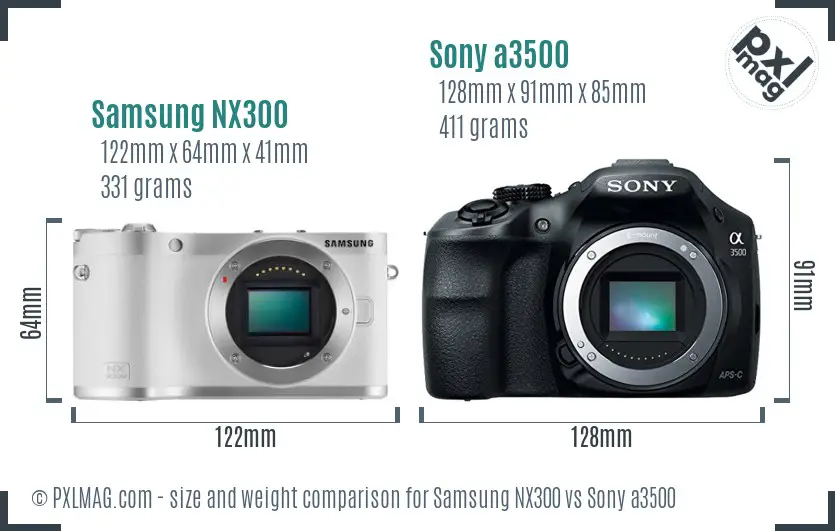 Samsung NX300 vs Sony a3500 size comparison