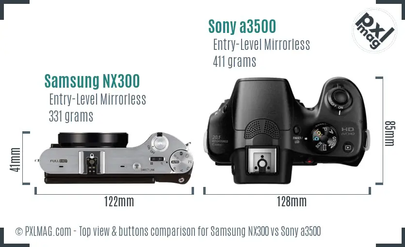 Samsung NX300 vs Sony a3500 top view buttons comparison