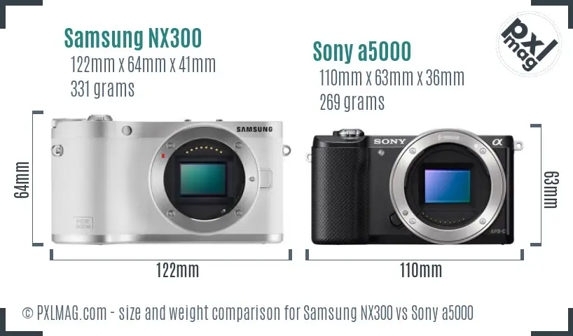 Samsung NX300 vs Sony a5000 size comparison