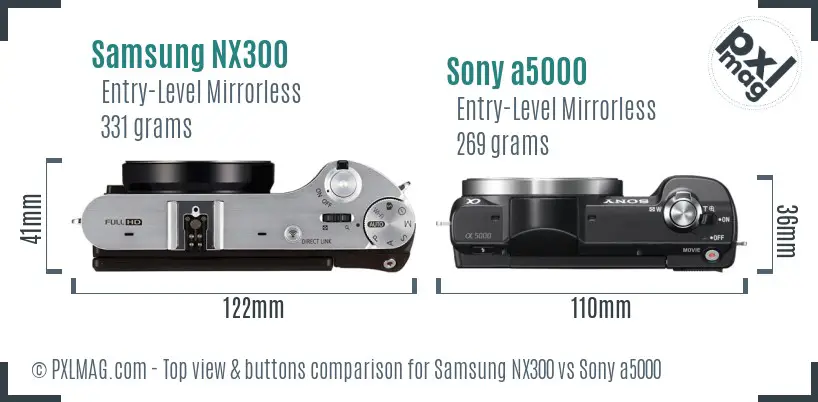 Samsung NX300 vs Sony a5000 top view buttons comparison