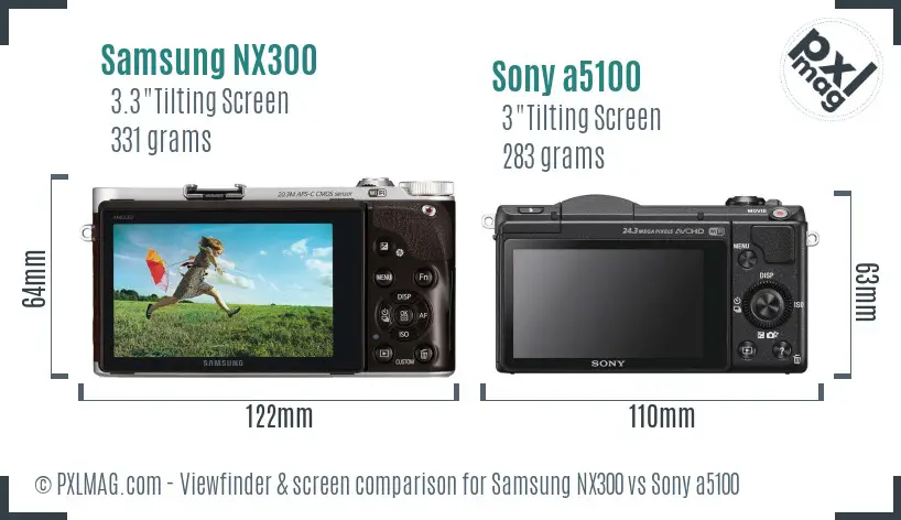 Samsung NX300 vs Sony a5100 Screen and Viewfinder comparison