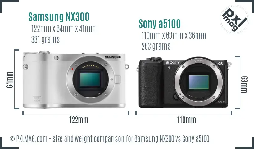 Samsung NX300 vs Sony a5100 size comparison