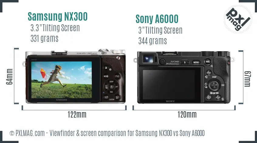 Samsung NX300 vs Sony A6000 Screen and Viewfinder comparison