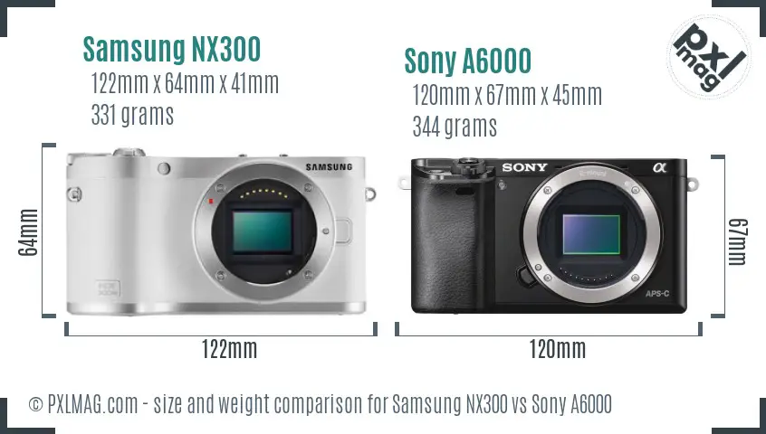 Samsung NX300 vs Sony A6000 size comparison
