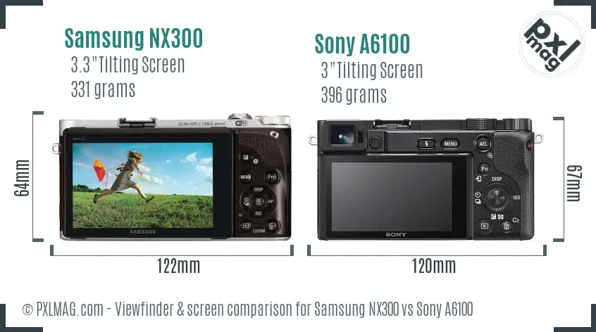 Samsung NX300 vs Sony A6100 Screen and Viewfinder comparison