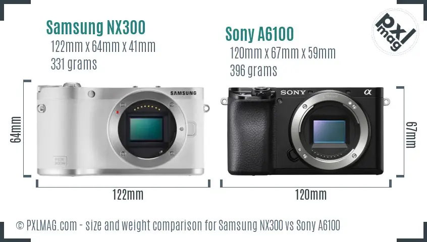 Samsung NX300 vs Sony A6100 size comparison