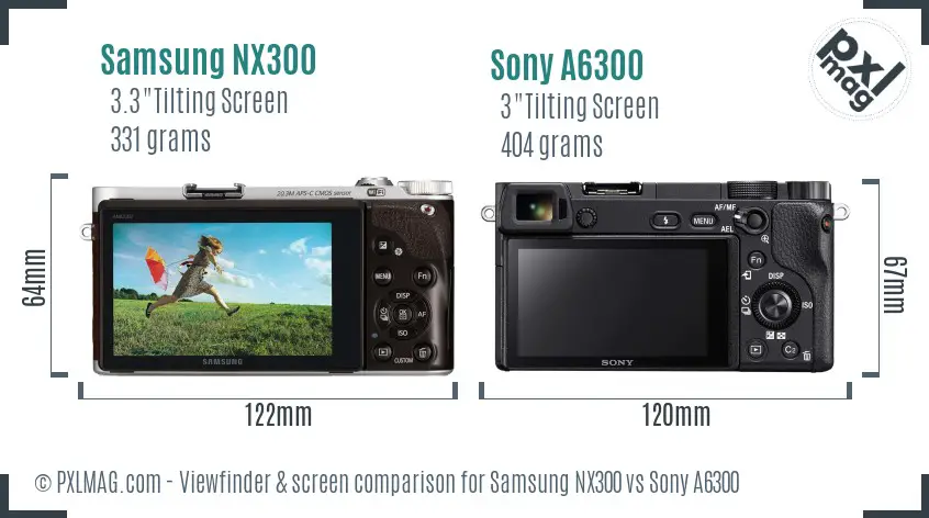 Samsung NX300 vs Sony A6300 Screen and Viewfinder comparison