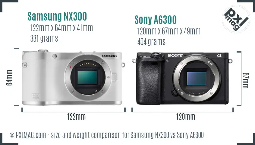 Samsung NX300 vs Sony A6300 size comparison