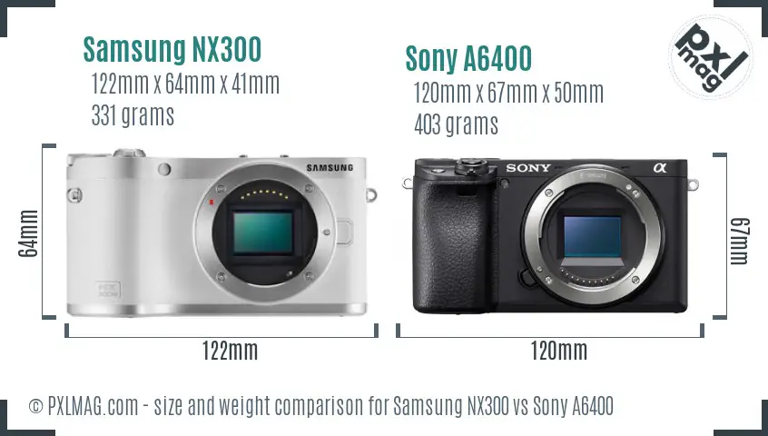 Samsung NX300 vs Sony A6400 size comparison