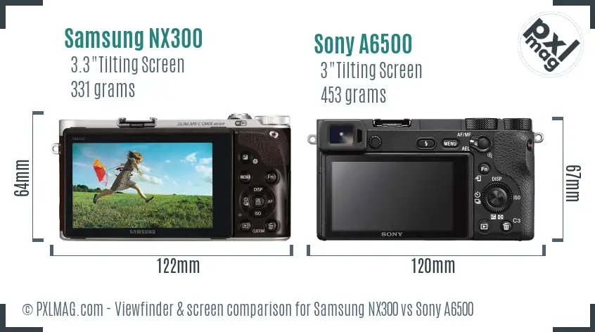 Samsung NX300 vs Sony A6500 Screen and Viewfinder comparison