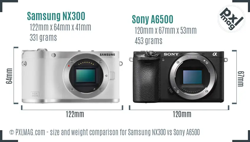 Samsung NX300 vs Sony A6500 size comparison