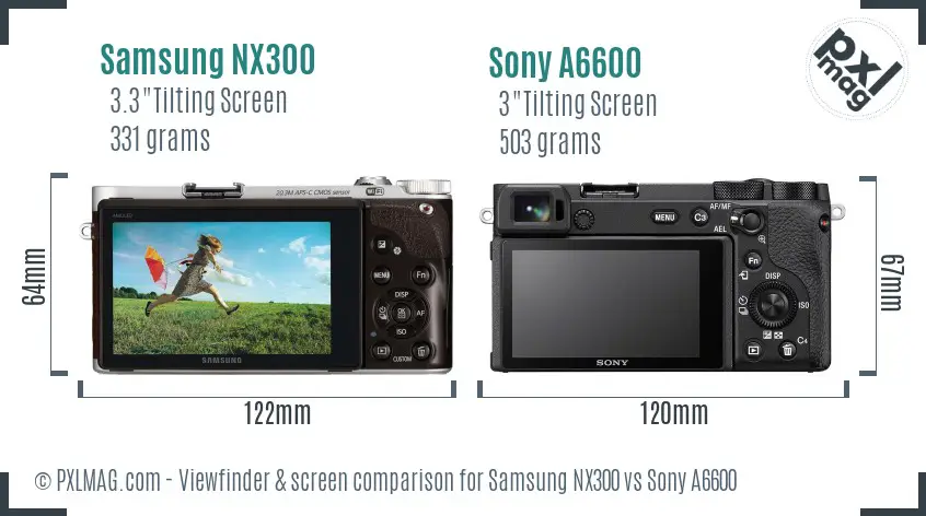 Samsung NX300 vs Sony A6600 Screen and Viewfinder comparison