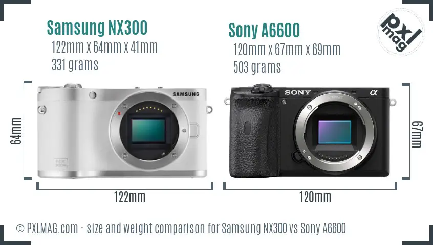 Samsung NX300 vs Sony A6600 size comparison