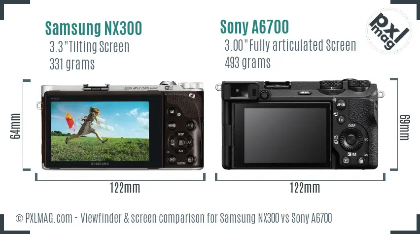 Samsung NX300 vs Sony A6700 Screen and Viewfinder comparison