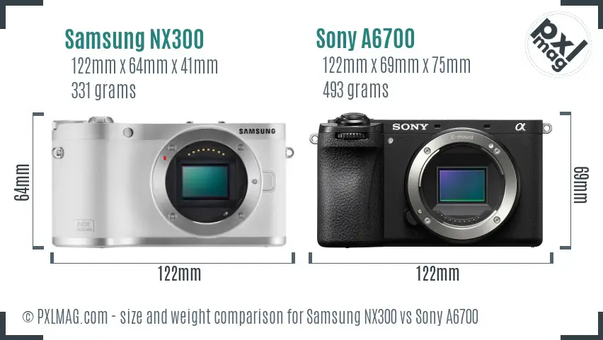 Samsung NX300 vs Sony A6700 size comparison