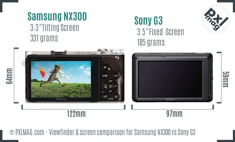 Samsung NX300 vs Sony G3 Screen and Viewfinder comparison