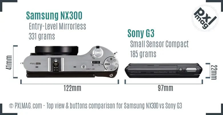 Samsung NX300 vs Sony G3 top view buttons comparison