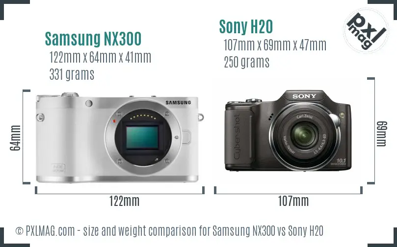 Samsung NX300 vs Sony H20 size comparison