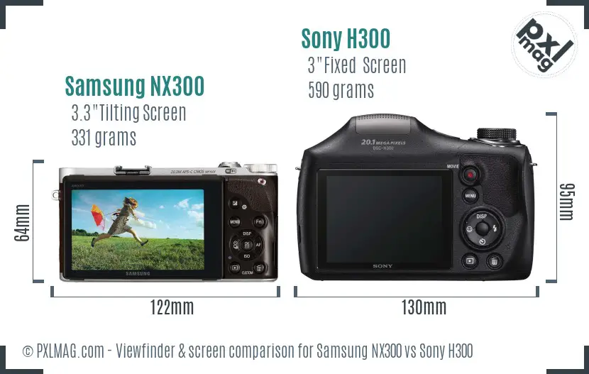 Samsung NX300 vs Sony H300 Screen and Viewfinder comparison