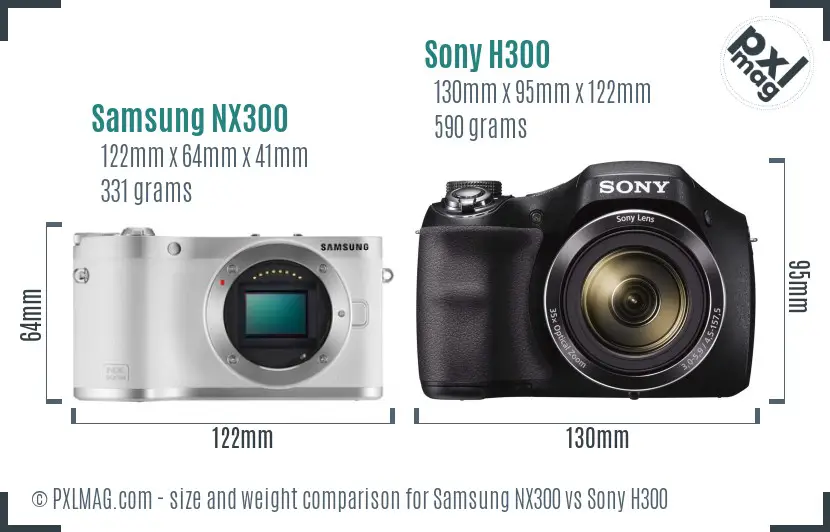 Samsung NX300 vs Sony H300 size comparison