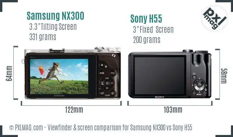 Samsung NX300 vs Sony H55 Screen and Viewfinder comparison