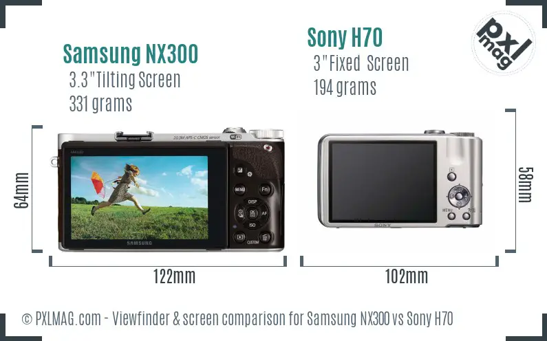 Samsung NX300 vs Sony H70 Screen and Viewfinder comparison