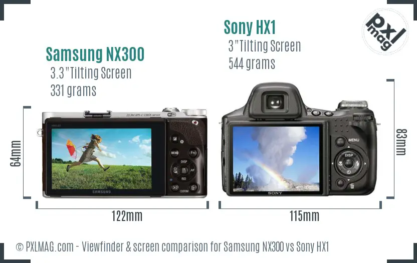 Samsung NX300 vs Sony HX1 Screen and Viewfinder comparison