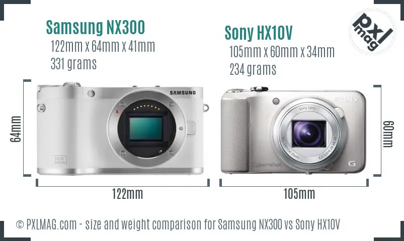 Samsung NX300 vs Sony HX10V size comparison Samsung NX300 vs Sony HX10V size comparison