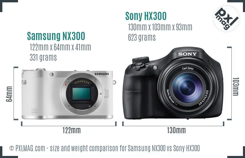 Samsung NX300 vs Sony HX300 size comparison