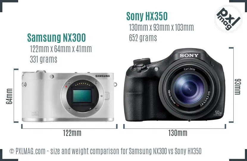 Samsung NX300 vs Sony HX350 size comparison