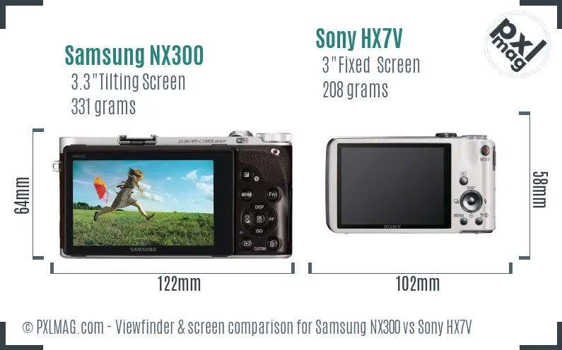 Samsung NX300 vs Sony HX7V Screen and Viewfinder comparison