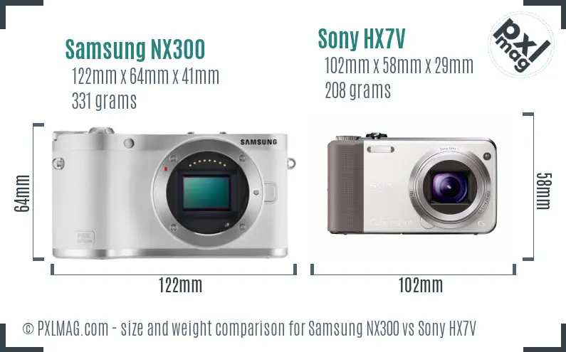 Samsung NX300 vs Sony HX7V size comparison