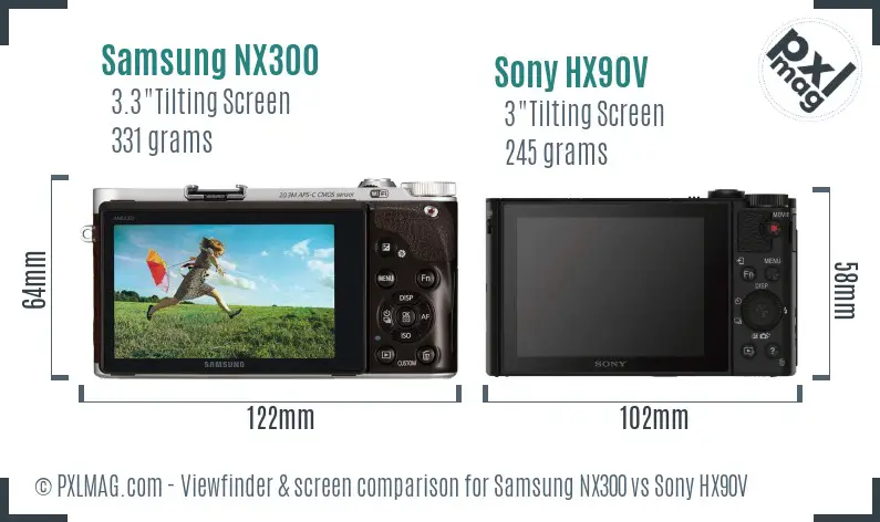 Samsung NX300 vs Sony HX90V Screen and Viewfinder comparison