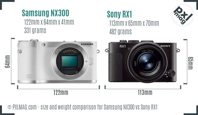 Samsung NX300 vs Sony RX1 size comparison