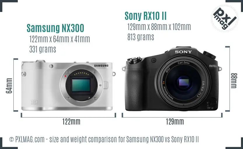 Samsung NX300 vs Sony RX10 II size comparison