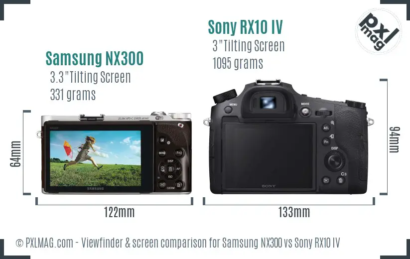 Samsung NX300 vs Sony RX10 IV Screen and Viewfinder comparison