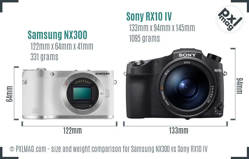 Samsung NX300 vs Sony RX10 IV size comparison