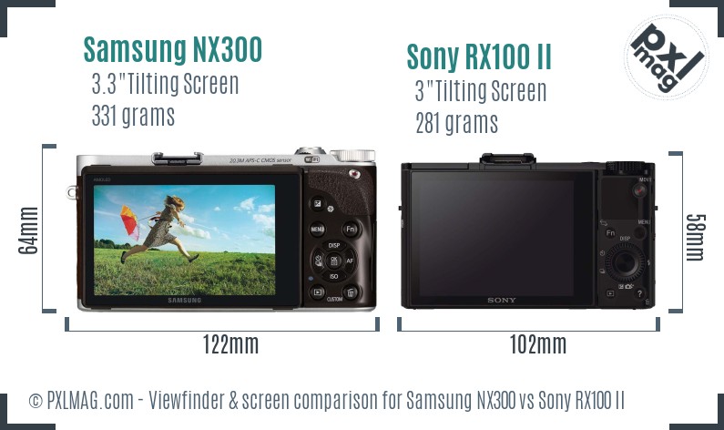 Samsung NX300 vs Sony RX100 II Screen and Viewfinder comparison