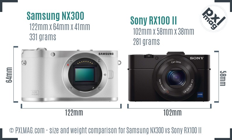 Samsung NX300 vs Sony RX100 II size comparison